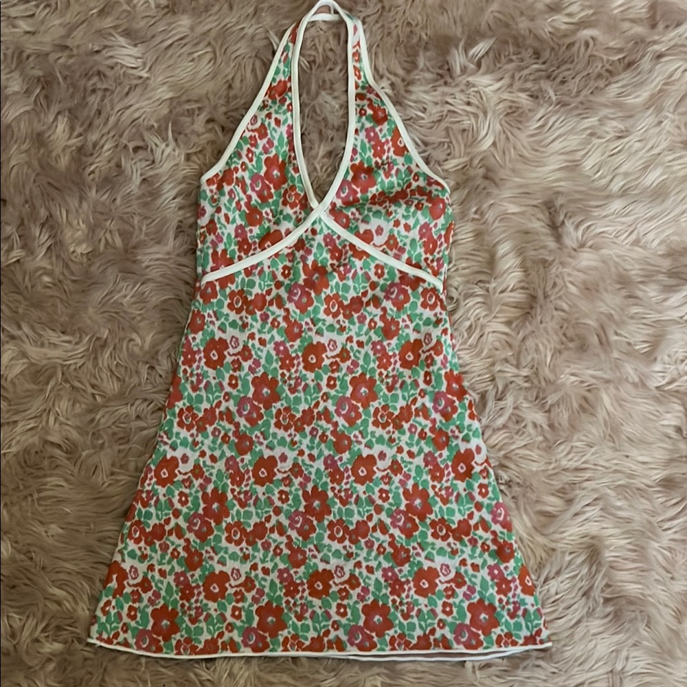 Zara Floral Mini Dress - Pink, Orange & Green